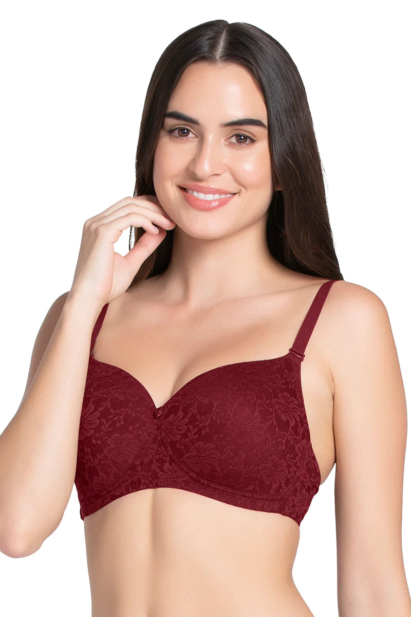 Buy Amante Lace Non Padded Non-Wired Full Coverage Elegant Support Bra at