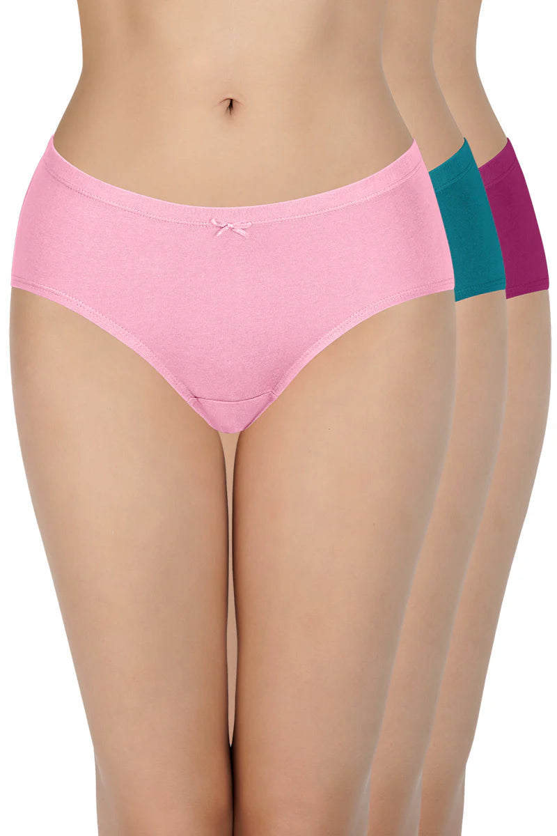 PPK43002 Insert Elastic Waistband Hipster Solid Assorted Panty