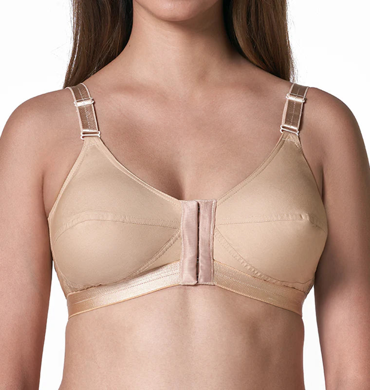 Non-wired front closure bra in antique white Ideal Posture