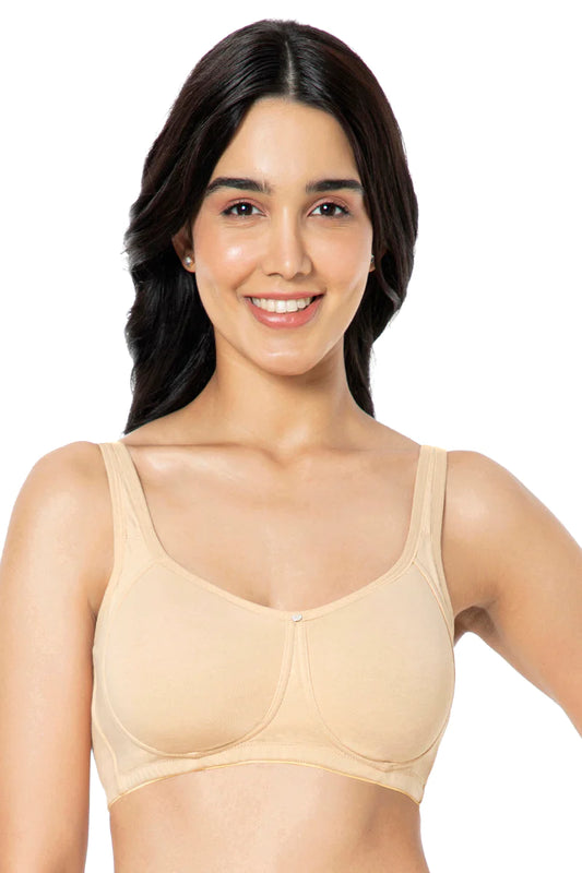 93401 Amante Cotton Super Support Solid Non Padded Bra - bare essentials