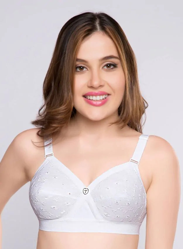 KCH White Trylo Cotton, cotton bra, non - padded bra, Non Padded, non wired, non wired bra - bare essentials