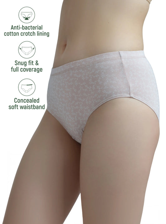 Printed Modal Elastane Mid-Waist Hipster Panty (Pack of 2) MH14