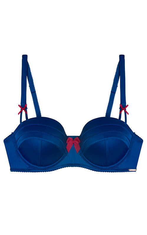 Aria Leya - Blue Moon Glow Satin Balcony Bra - Satin Blue Aria Leya, blue, Bras, bridal, Bridal Collection, Designer collection, Satin, underwired - bare essentials