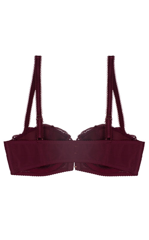 Aria Leya - Vintage Valentine Bandeau Bra - Maroon Aria Leya, Bandeau, Bras, bridal, Bridal Collection, Designer collection, featured, lacy, lightly padded, Maroon, vintage - bare essentials