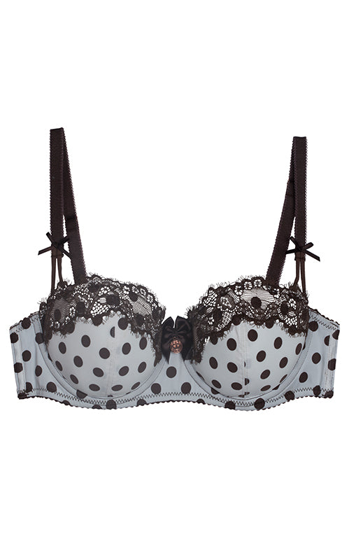 Aria Leya - Ode to Polka Dots balcony Bra - Brown and White Aria Leya, Balcony Bra, Bras, bridal, Bridal Collection, Designer collection, featured, Polka Dots, Removable pads, underwired - ba