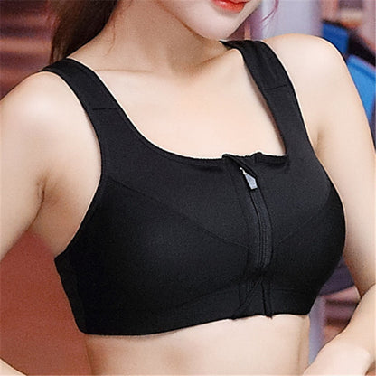 Front Zipper Close Gym Wear  Yoga Sports Bra Bras, featured, Padded, sports bra - bare essentials