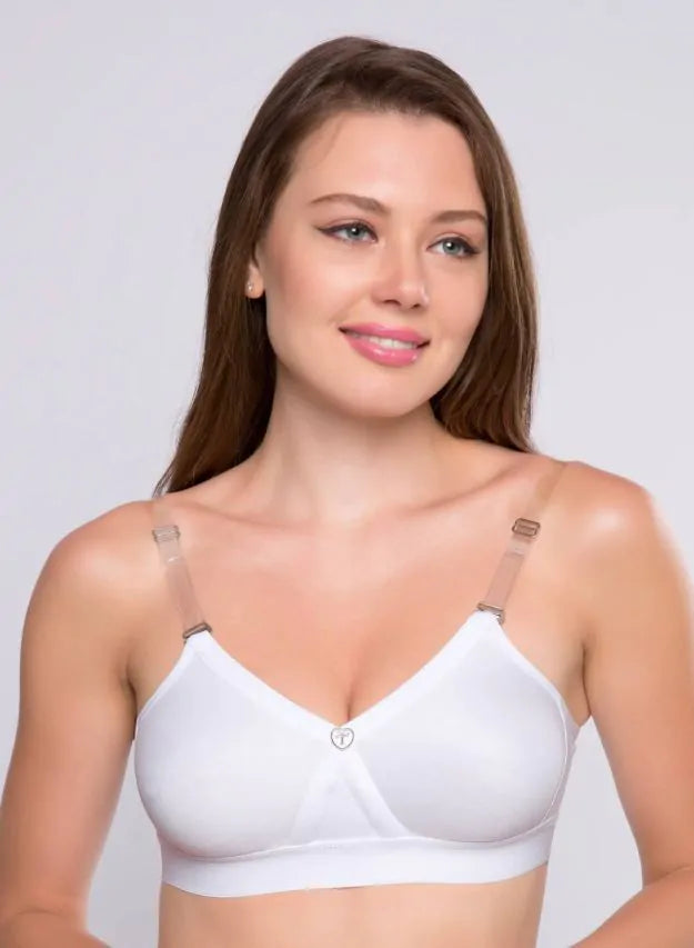 Alpa Strapless White Trylo bra, Bras, cotton bra, Full support bra, non - padded bra, non wired bra, Strapless Bra, T shirt bra - bare essentials