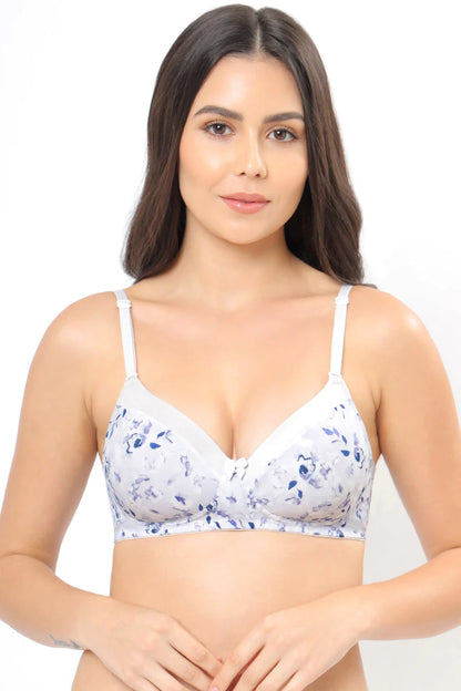 Satin Edge Padded Non-wired Printed T-shirt Bra  Amante 10116