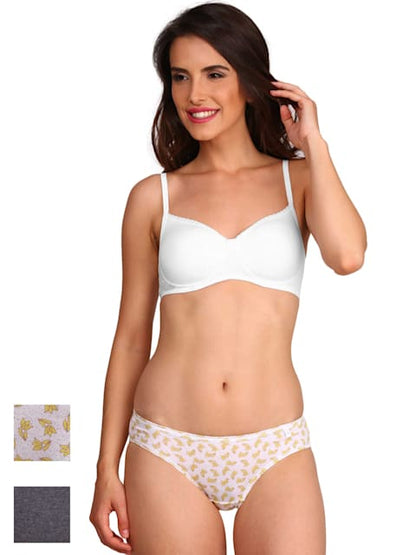 Juliet Non Padded Non Wired Polka Print Bra & Panty Set (1803) in
