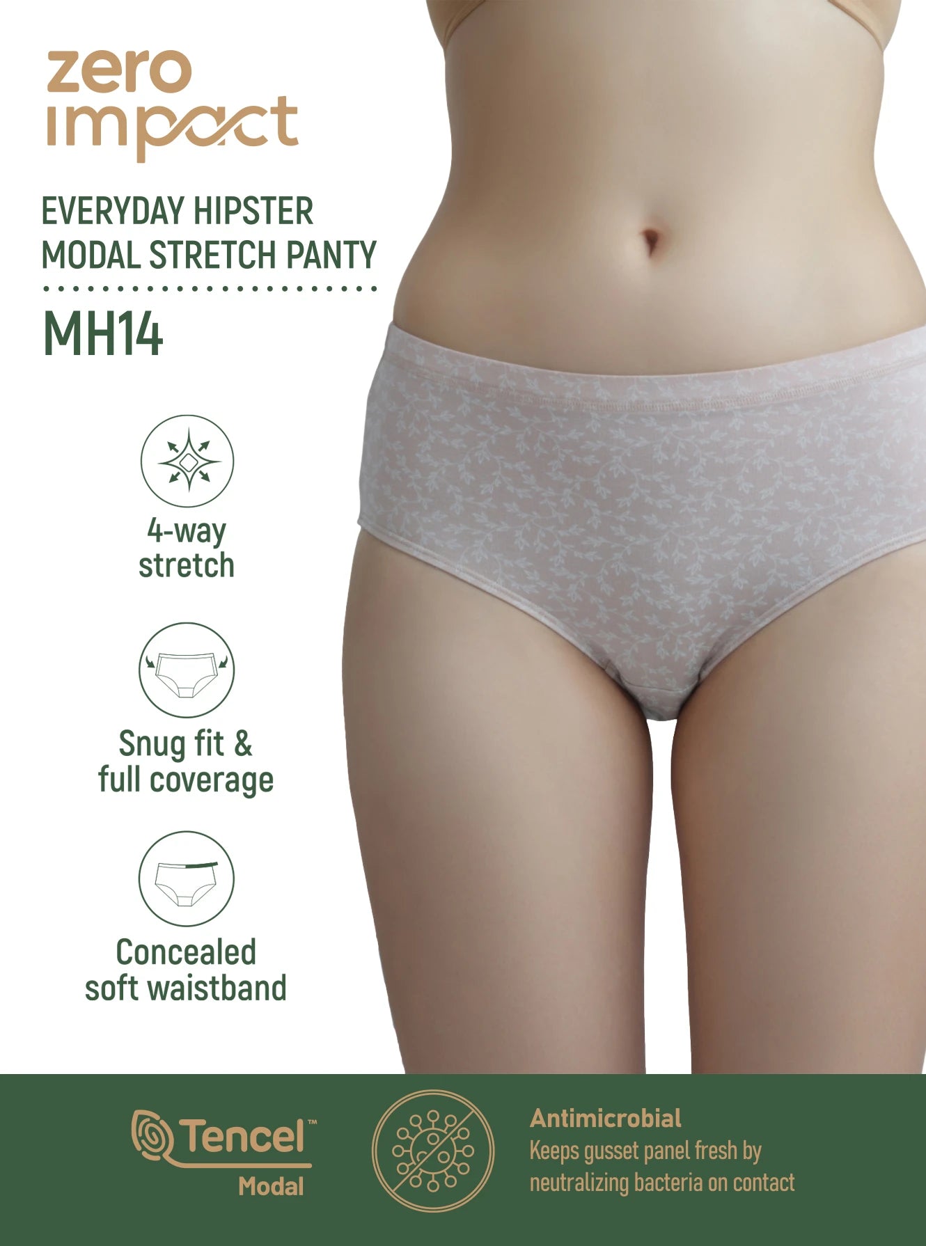 Printed Modal Elastane Mid-Waist Hipster Panty (Pack of 2) MH14