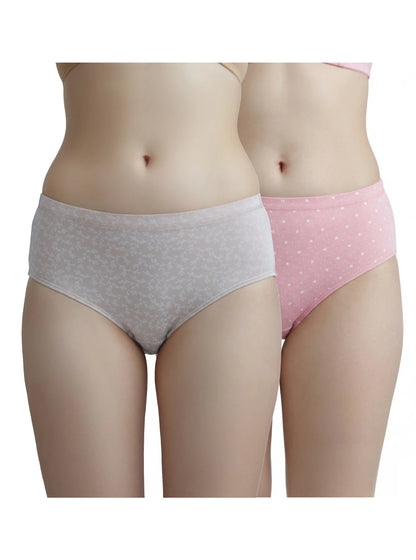 Printed Modal Elastane Mid-Waist Hipster Panty (Pack of 2) MH14