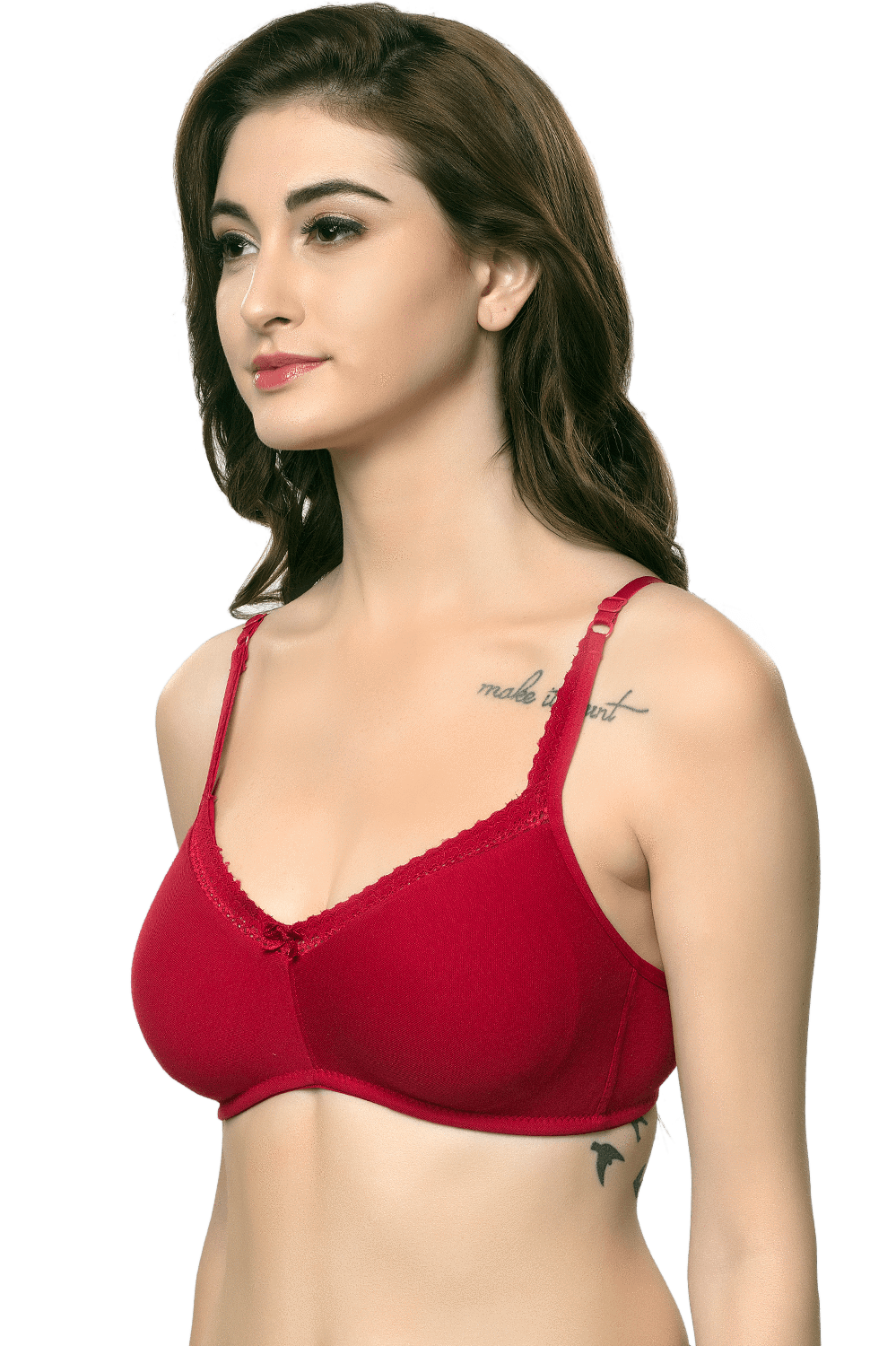 Buy Online Organic Cotton Antimicrobial Soft Laced Bra - Inner