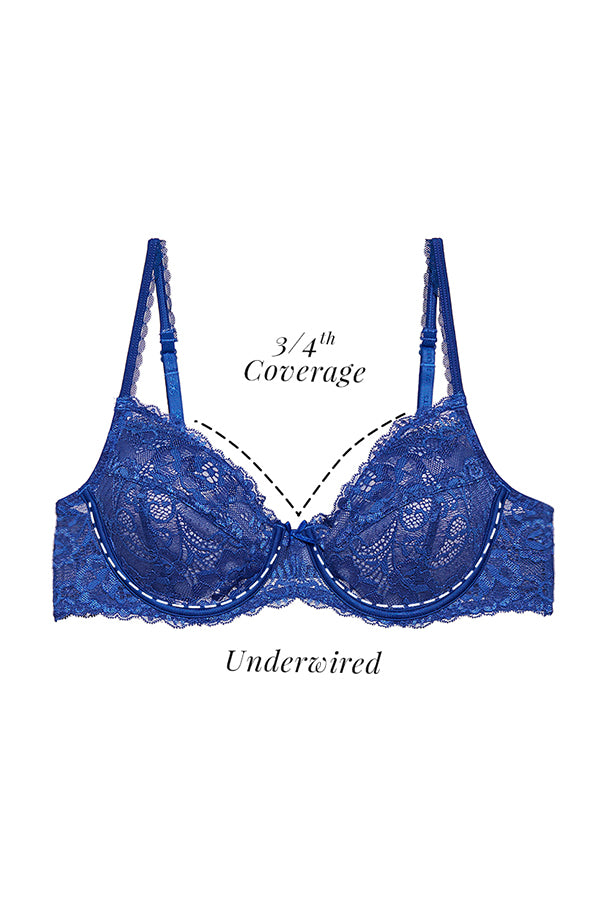 Sexy Lace Unlined Bra - Cobalt - B0011 – bare essentials