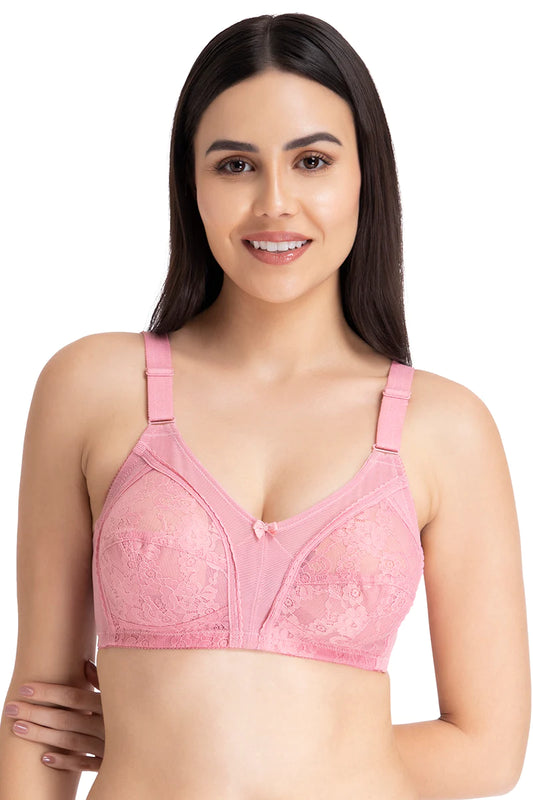Women's Wirefree Non Padded Super Combed Cotton Elastane Stretch Full  Coverage Everyday Bra with Soft Adjustable Straps - Candy Pink