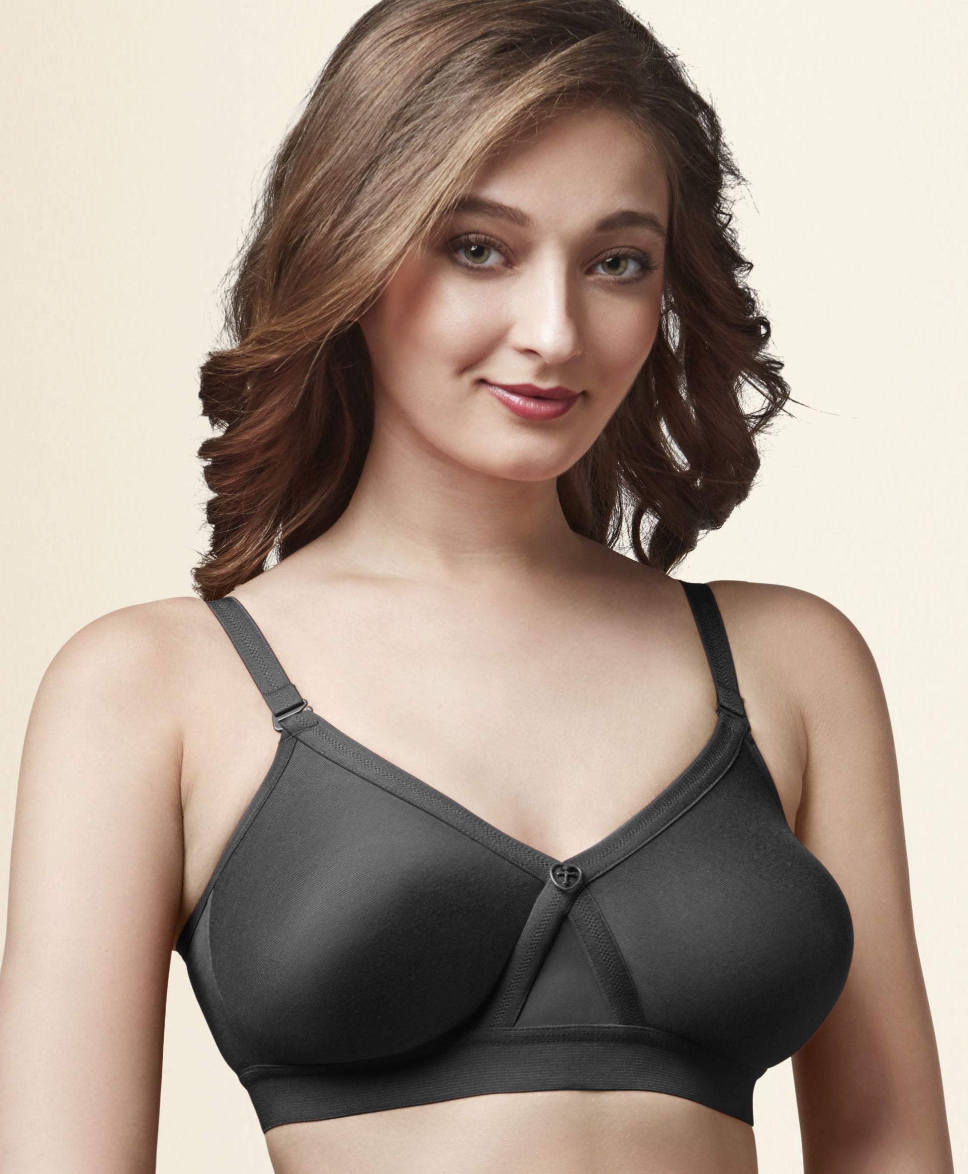 Alpa Black Trylo Bras, cotton bra, Full support bra, non - padded bra, T shirt bra - bare essentials