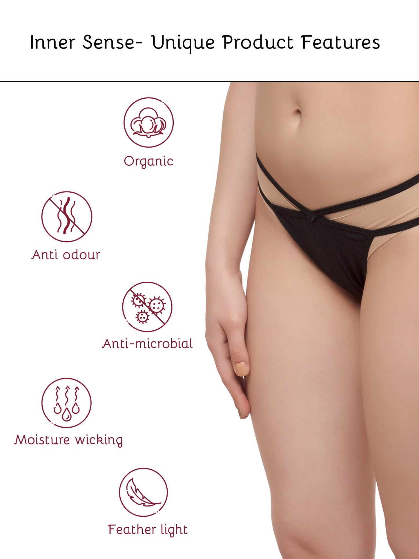 Inner Sense Organic Cotton Antimicrobial Thong Cotton, featured, organic, Panties, Thong - bare essentials