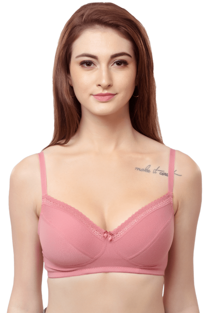 Inner Sense Organic Cotton  Antimicrobial Lightly Padded Lace Touch Bra Bras, featured, organic - bare essentials