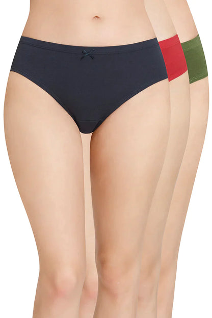 Inner Elastic Mid Rise Bikini Panties (Pack of 3) 33005 Bikini, Cotton Panties, Cotton panty, Panties - bare essentials