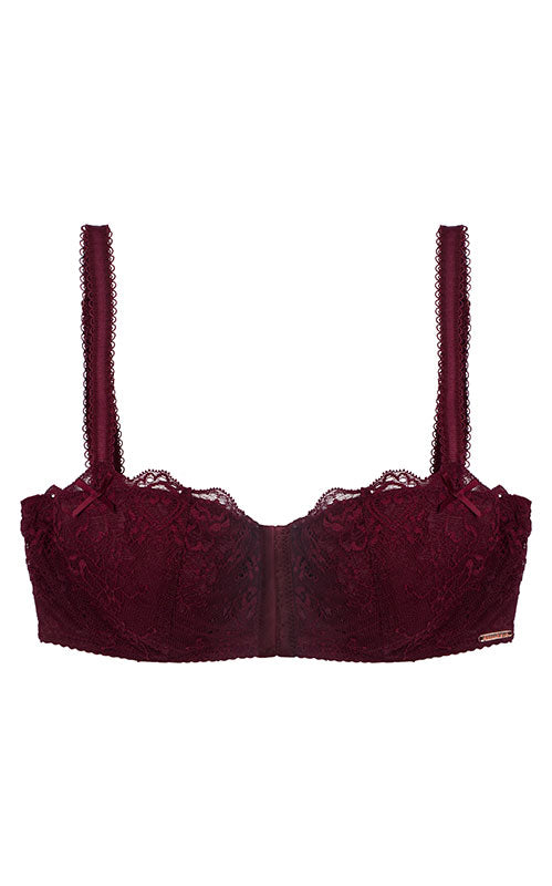 Aria Leya - Vintage Valentine Bandeau Bra - Maroon Aria Leya, Bandeau, Bras, bridal, Bridal Collection, Designer collection, featured, lacy, lightly padded, Maroon, vintage - bare essentials