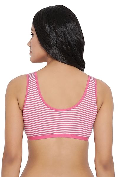 Striped Padded Non Wired Teen Bra in Pink & White – bare essentials