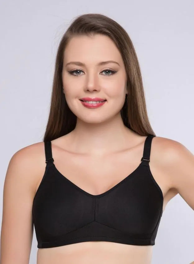 Minimizer Black Trylo full coverage, Full support bra, minimizer, non - padded bra, non wired bra, T-shirt Bra - bare essentials