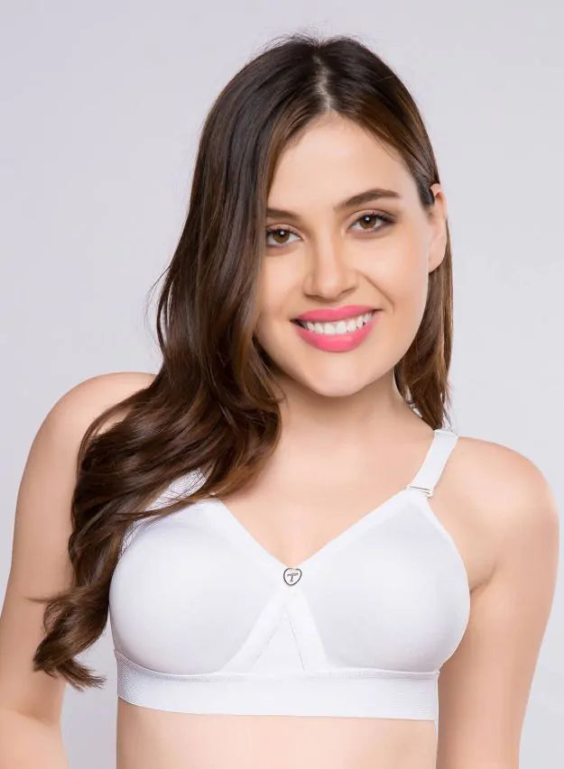 Alpa White Trylo Bras, cotton bra, Full support bra, non - padded bra, T shirt bra - bare essentials